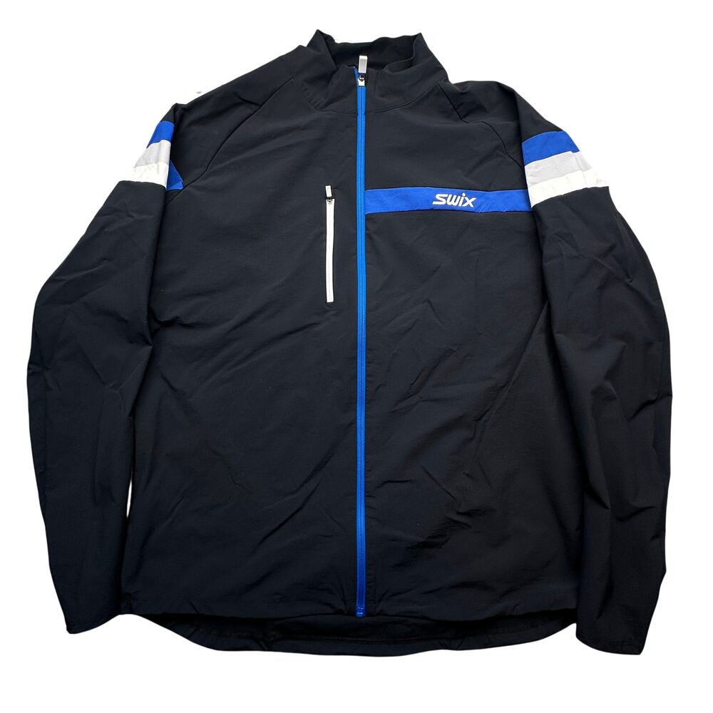 Swix Focus Breathable Windproof Active Jacket Mens XXL Black Blue Full Zip